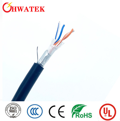 UL 20236 2C x 26AWG 캔 및 은으로 칠한 밧줄 구리 테플론 단열 TPU 자켓 RG 179 케이블